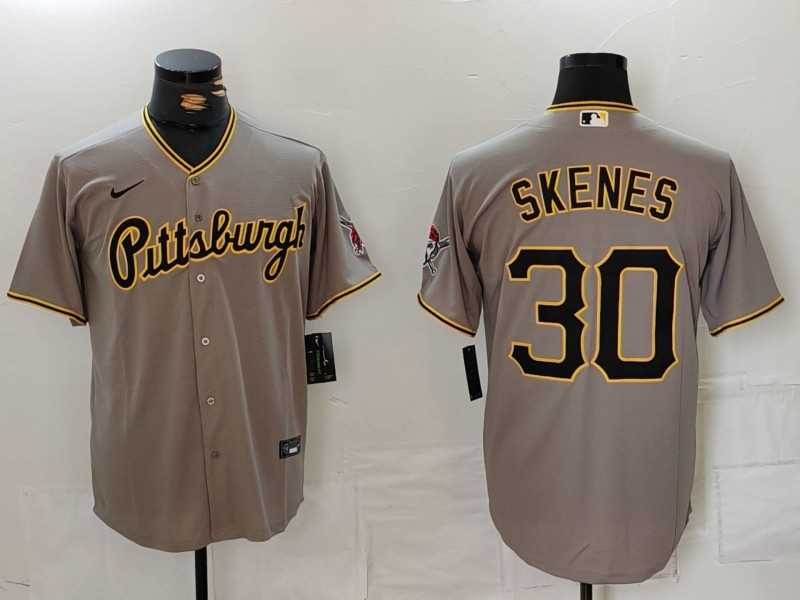 Mens Pittsburgh Pirates #30 Paul Skenes Grey Stitched Jersey